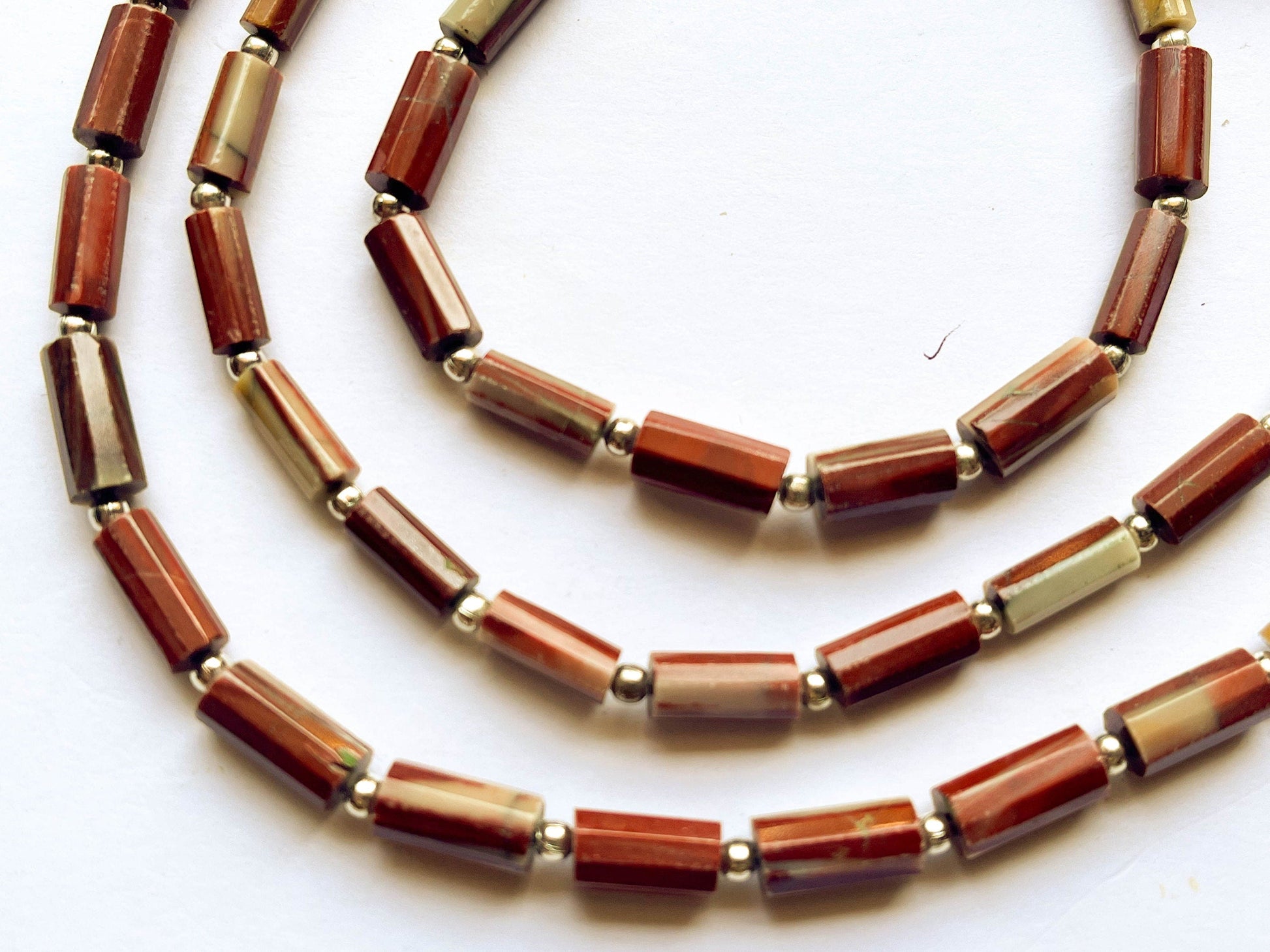 Red Jasper Faceted Cylindrical Shape Beads Beadsforyourjewelry