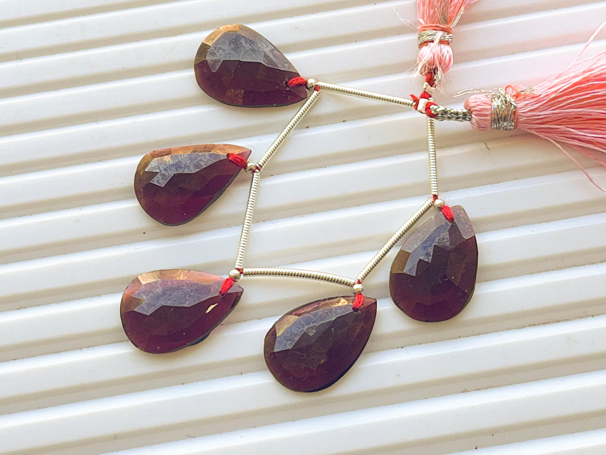 Rhodolite Garnet Pear Shape Flat Rose Cut Briolette Beads Beadsforyourjewelry