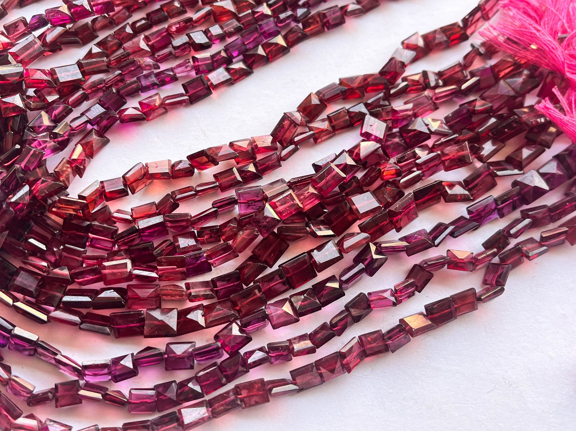 Rhodolite Garnet Square Shape Beads Beadsforyourjewelry