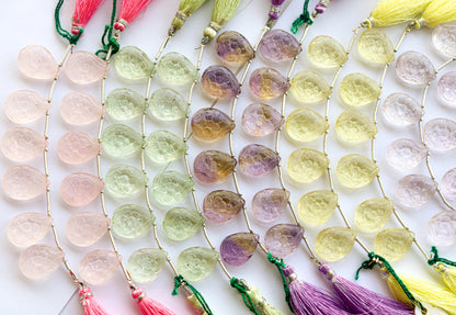 Rose Quartz Beads Flower Carving Pear Shape Beadsforyourjewelry