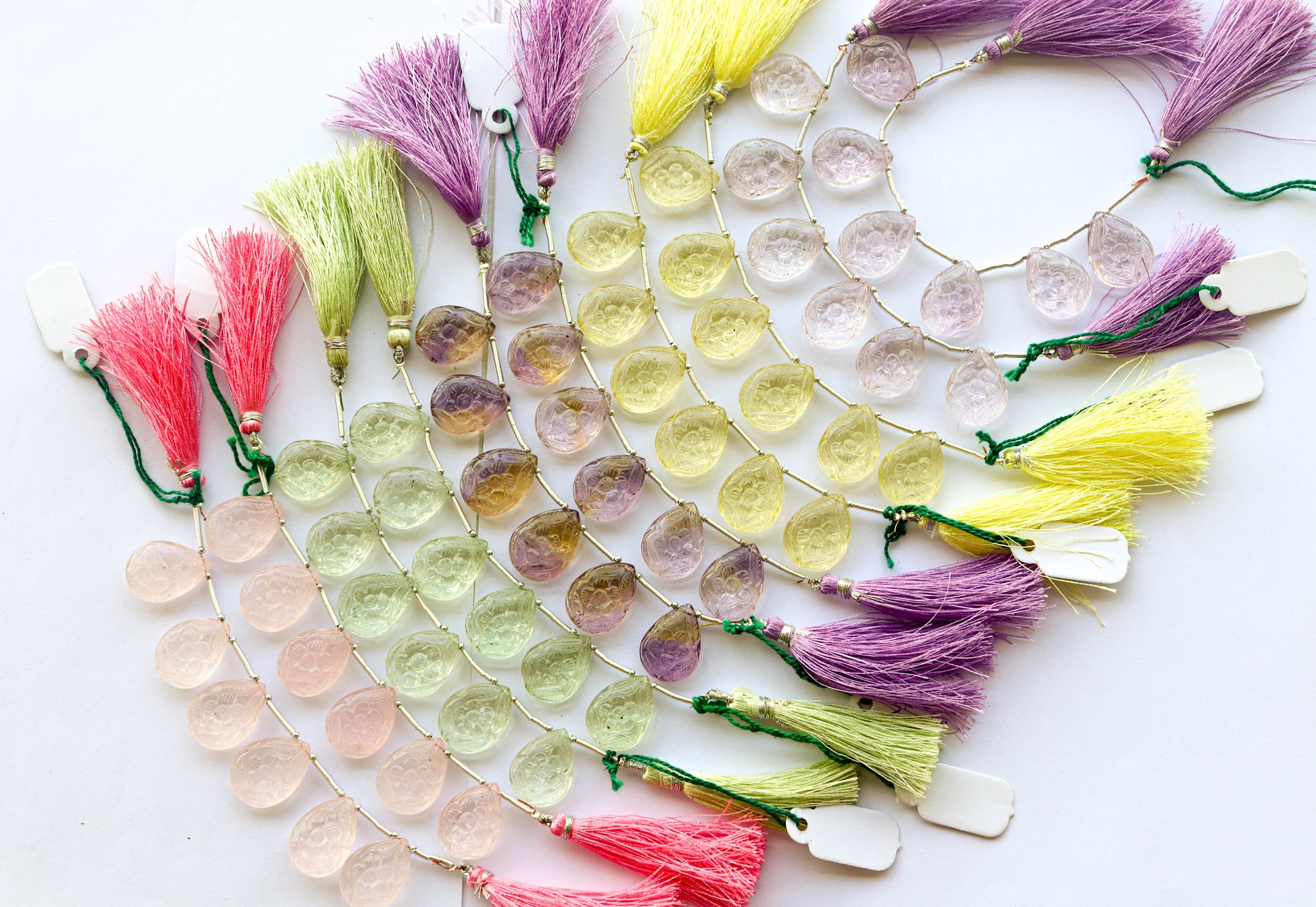 Rose Quartz Beads Flower Carving Pear Shape Beadsforyourjewelry