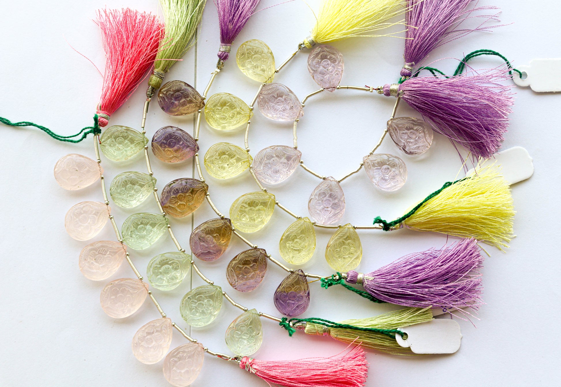 Rose Quartz Beads Flower Carving Pear Shape Beadsforyourjewelry