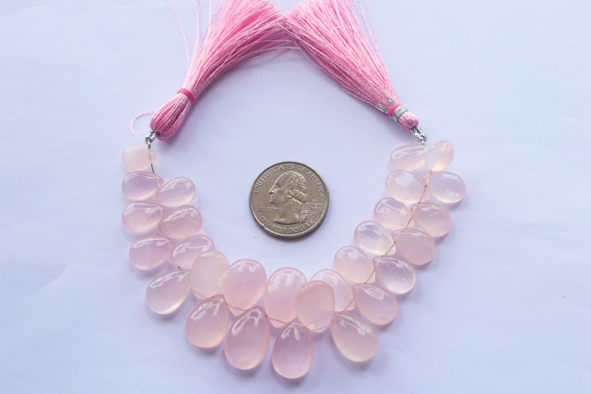 Rose Quartz Briolette Smooth Pear Shape | 8x12mm to 12x18mm | 6 inch | 28 Pieces | Natural Gemstone | Beadsforyourjewellery Beadsforyourjewelry