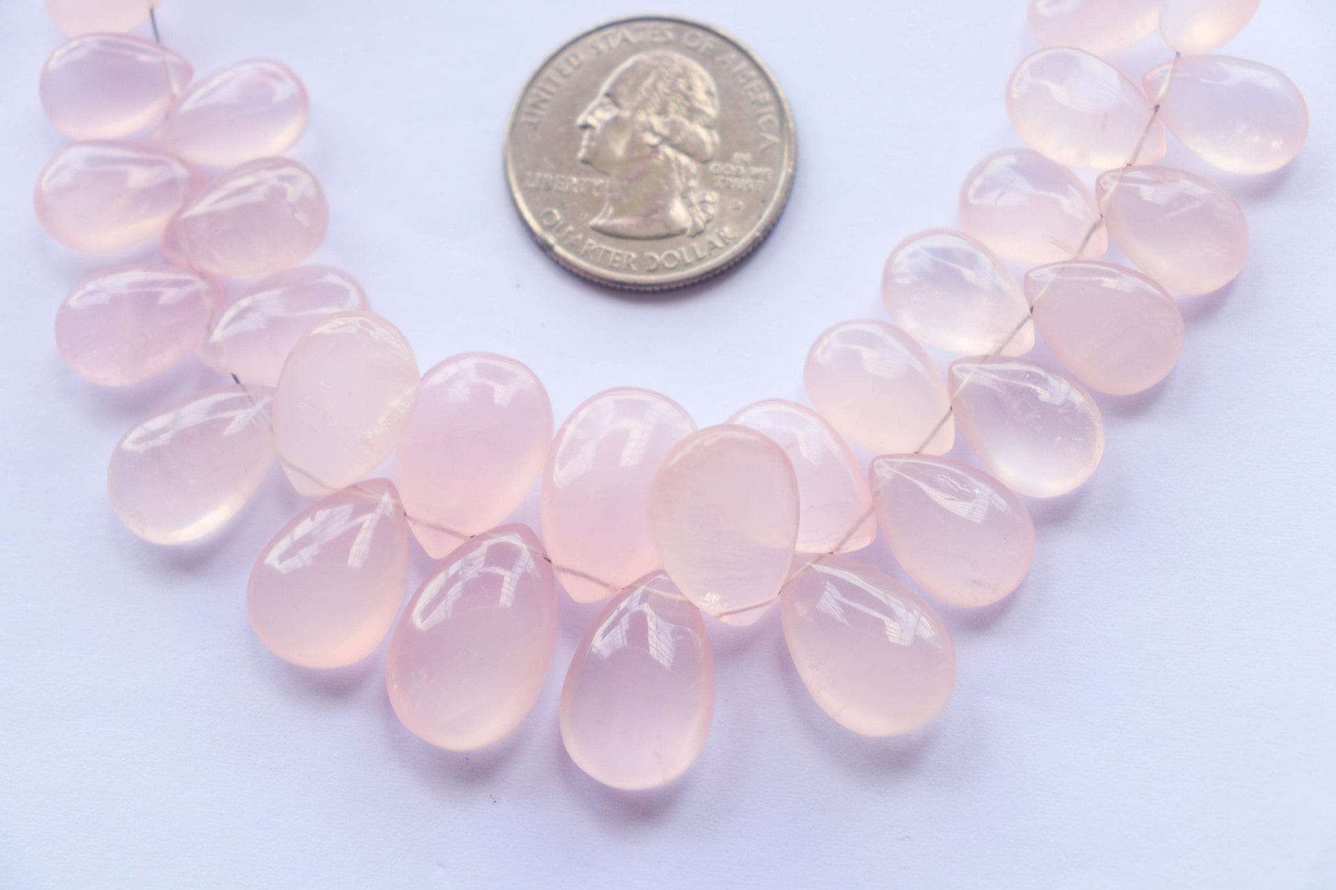 Rose Quartz Briolette Smooth Pear Shape | 8x12mm to 12x18mm | 6 inch | 28 Pieces | Natural Gemstone | Beadsforyourjewellery Beadsforyourjewelry