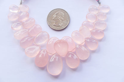 Rose Quartz Briolette Smooth Pear Shape | 8x12mm to 16x22mm | 6 inch | 28 Pieces | Natural Gemstone | Beadsforyourjewellery Beadsforyourjewelry