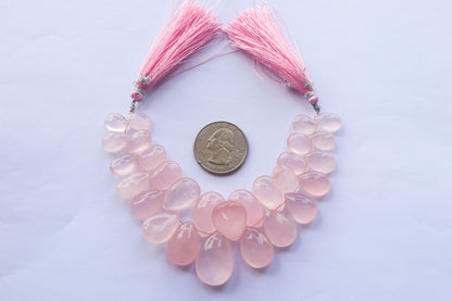Rose Quartz Briolette Smooth Pear Shape | 8x12mm to 16x22mm | 6 inch | 28 Pieces | Natural Gemstone | Beadsforyourjewellery Beadsforyourjewelry