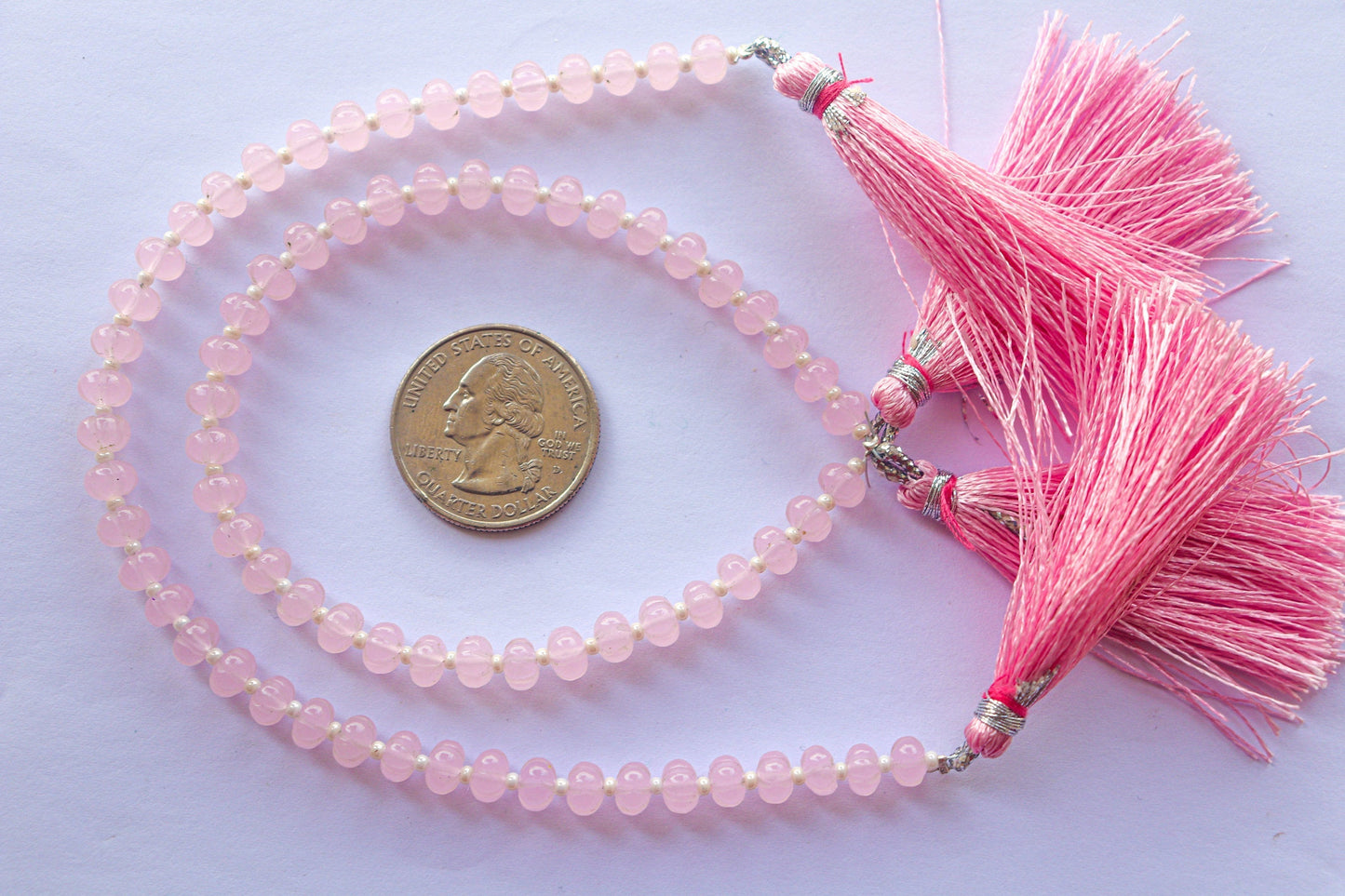 Rose Quartz Carved Melons | 6x6mm | 8 inch | 39 Pieces | Center Drill | Natural gemstone beads | Beadsforyourjewellery | 959 Beadsforyourjewelry