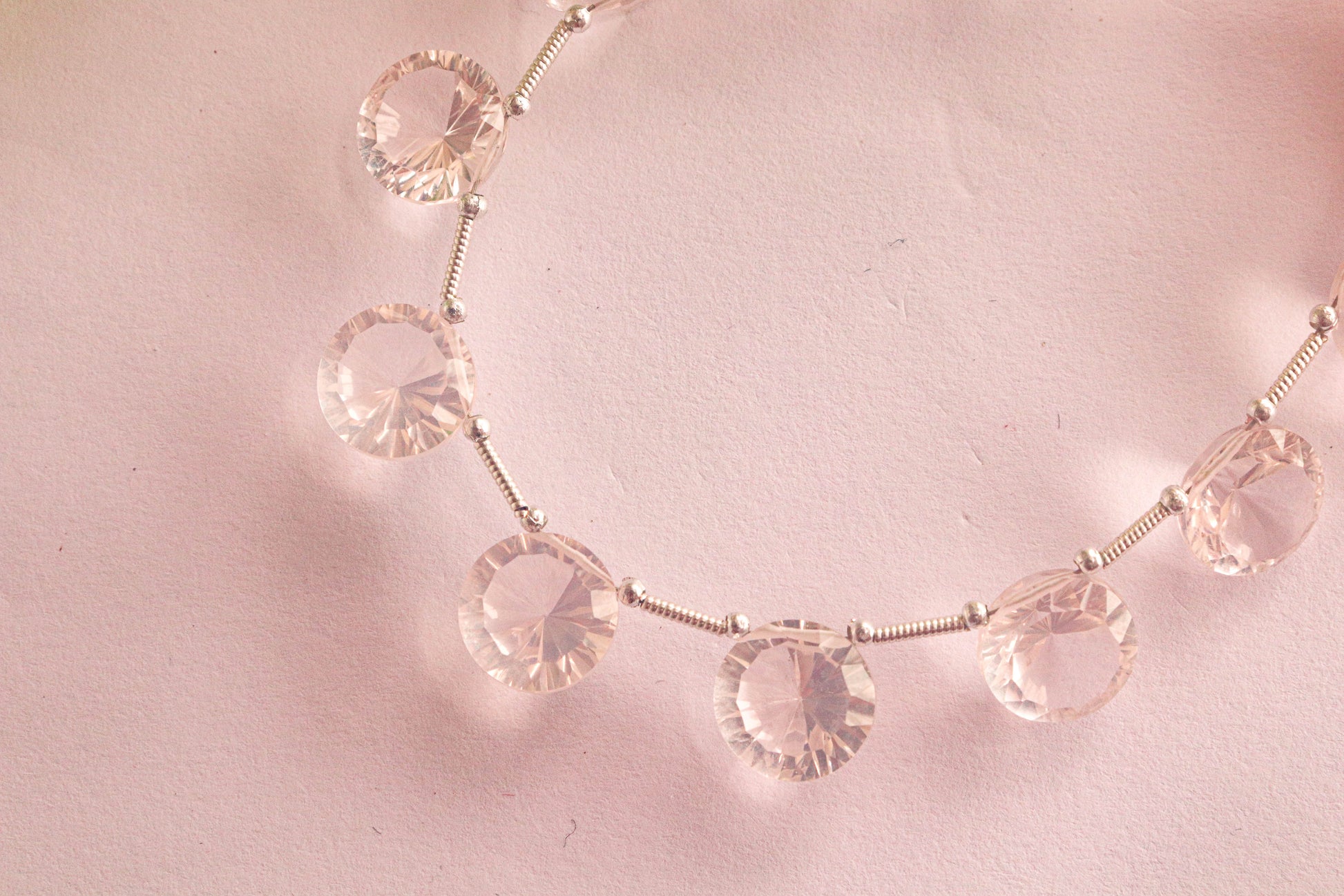 Rose Quartz Concave cut Round Shape Beads Beadsforyourjewelry