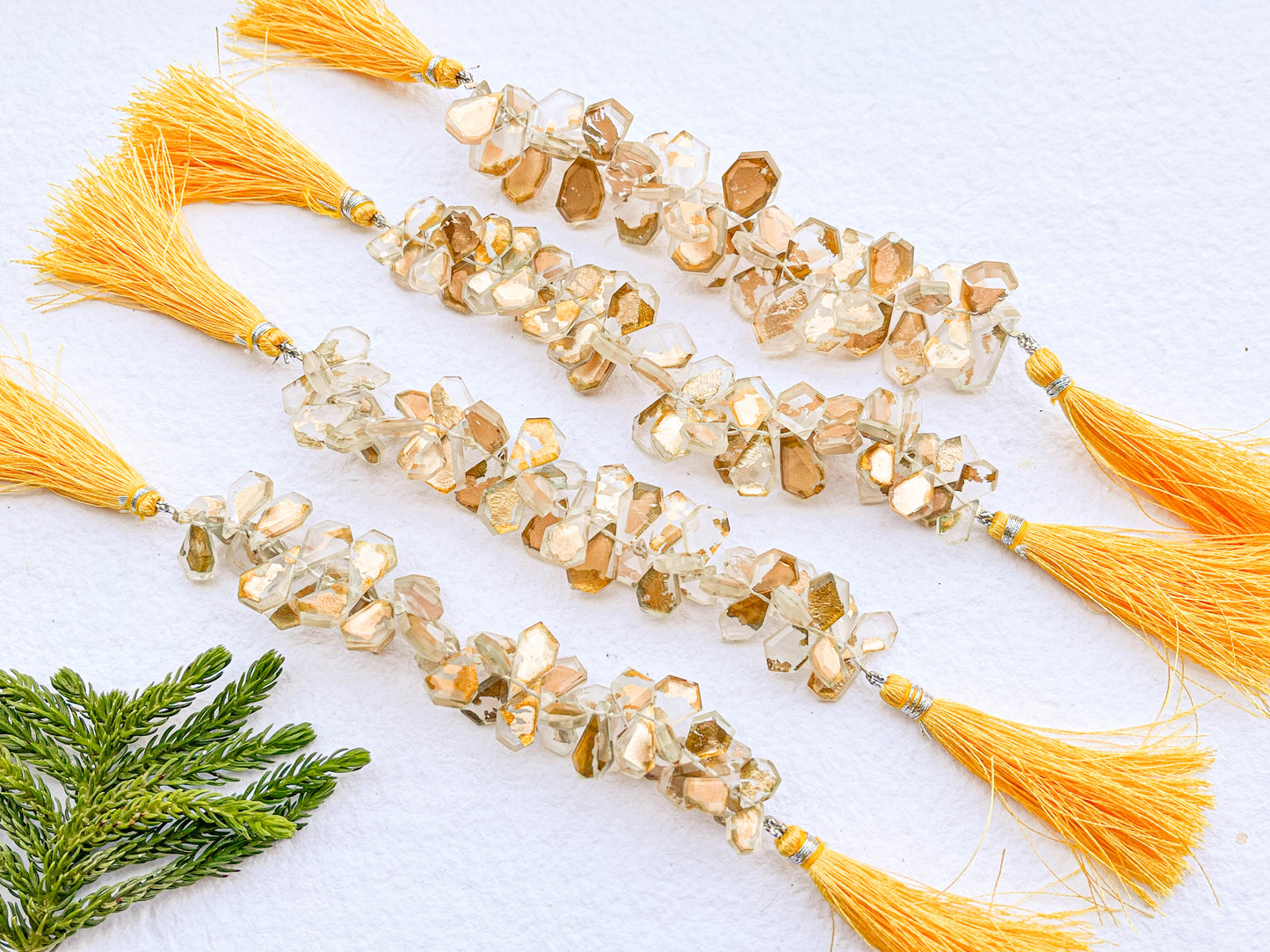 Rose Quartz & Crystal Doublet Slice Cut Beads with 22K Gold Foil Beadsforyourjewelry