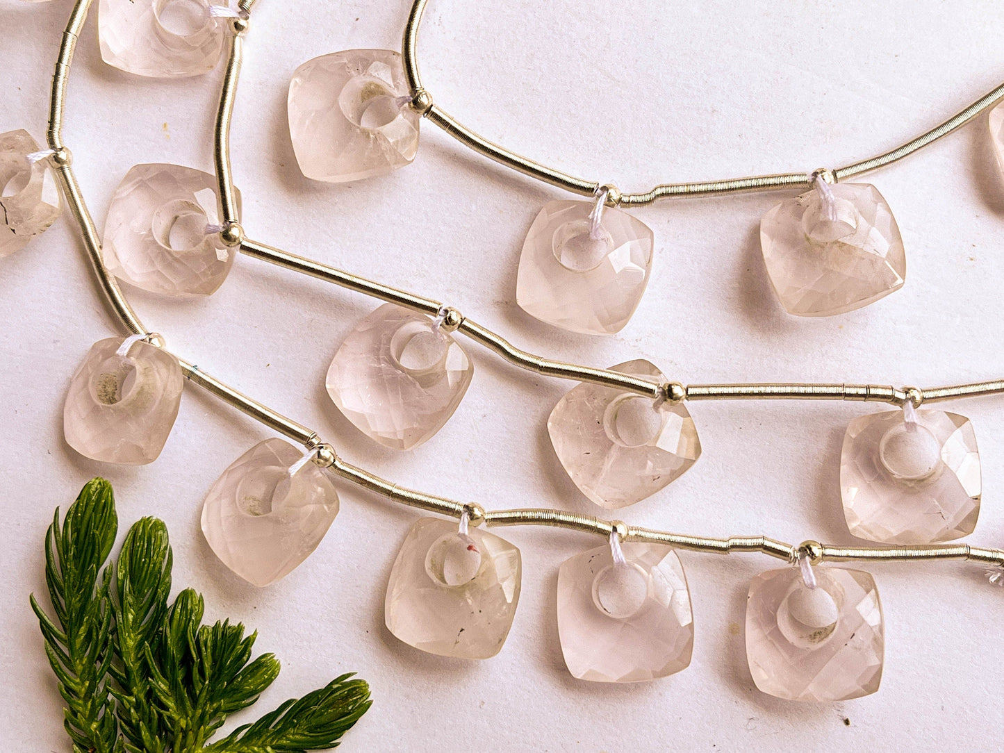 Rose Quartz Cushion Hoop Shape Faceted Briolette Beads, Rose Quartz Gemstone, Rose Quartz Beads, Rose Quartz cushion, 12x12mm, 10 Pieces Beadsforyourjewelry