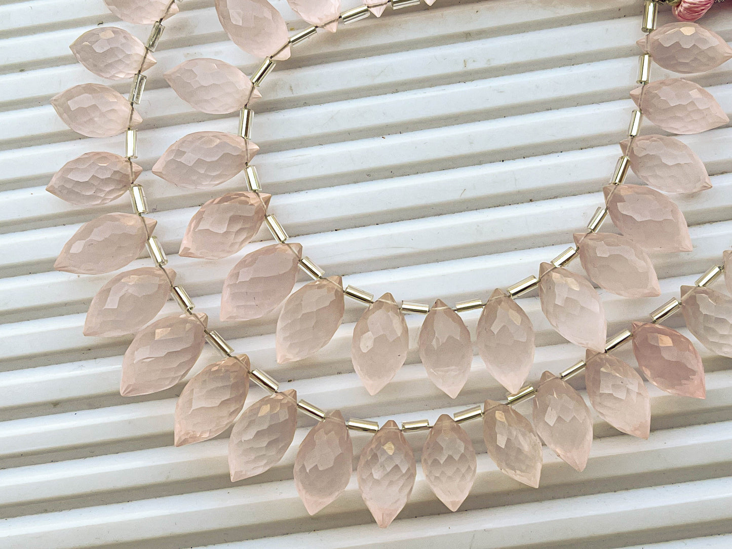 Rose Quartz Faceted Rice Drops Beads Beadsforyourjewelry