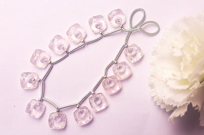 Rose Quartz Fancy Cushion Shape Hoop Beadsforyourjewelry