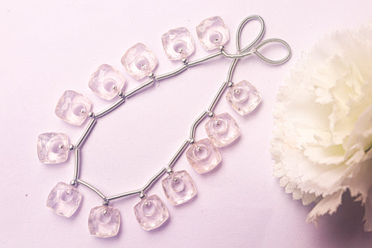Rose Quartz Fancy Cushion Shape Hoop Beadsforyourjewelry