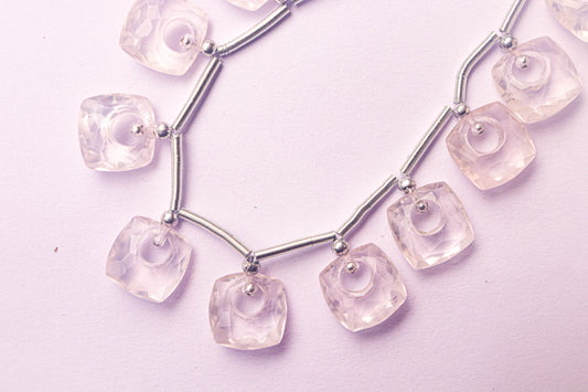 Rose Quartz Fancy Cushion Shape Hoop Beadsforyourjewelry
