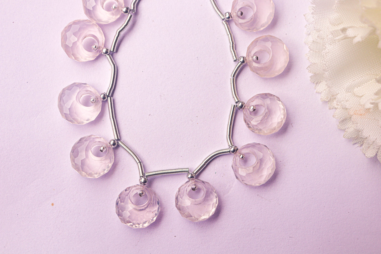 Rose Quartz Fancy Round Shape Hoop Beadsforyourjewelry