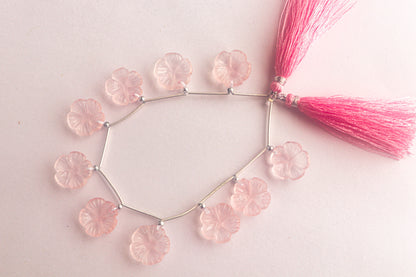 Rose Quartz Flower Carving Beads Beadsforyourjewelry