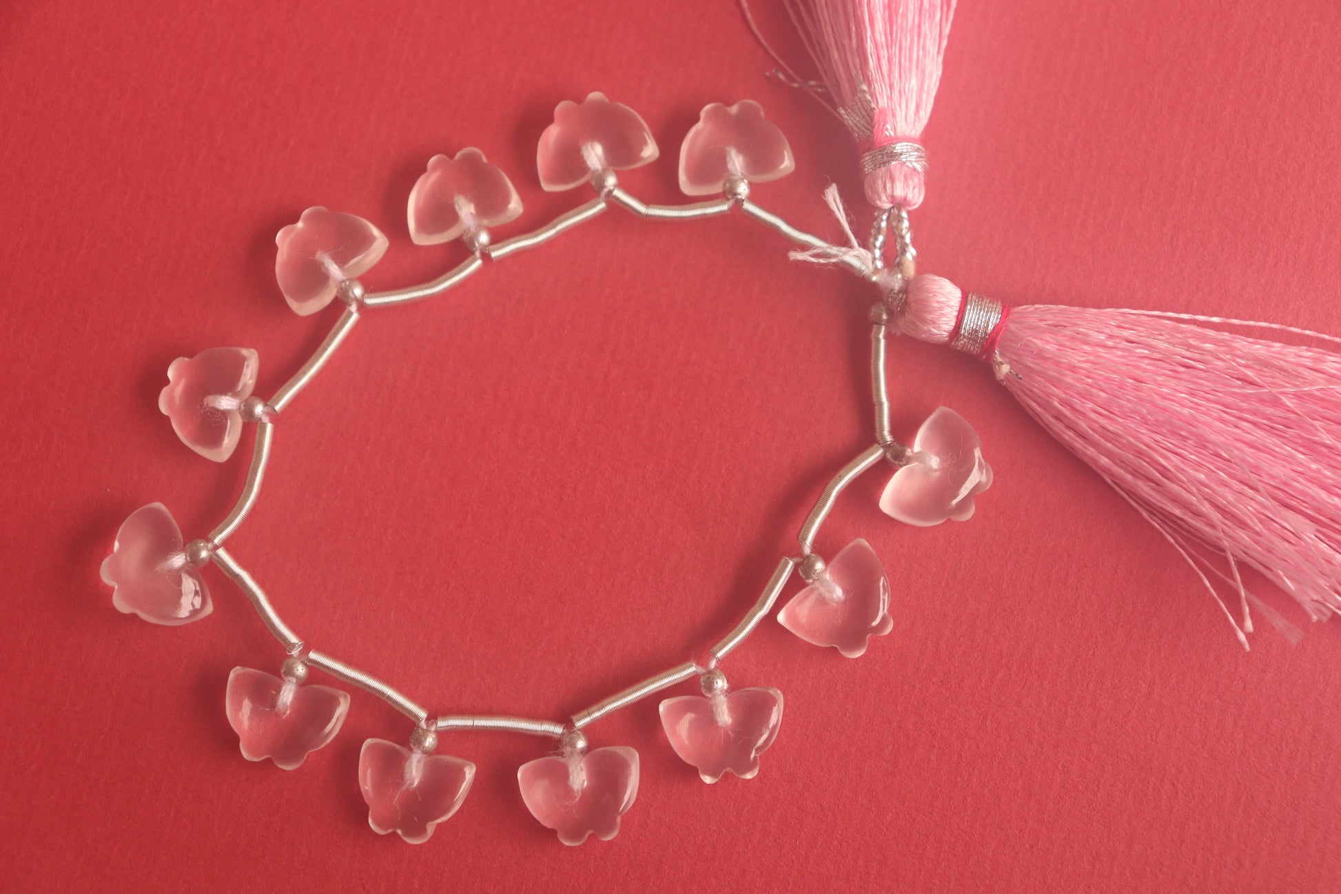 Rose Quartz Gemstone Butterfly Shape Beads Beadsforyourjewelry