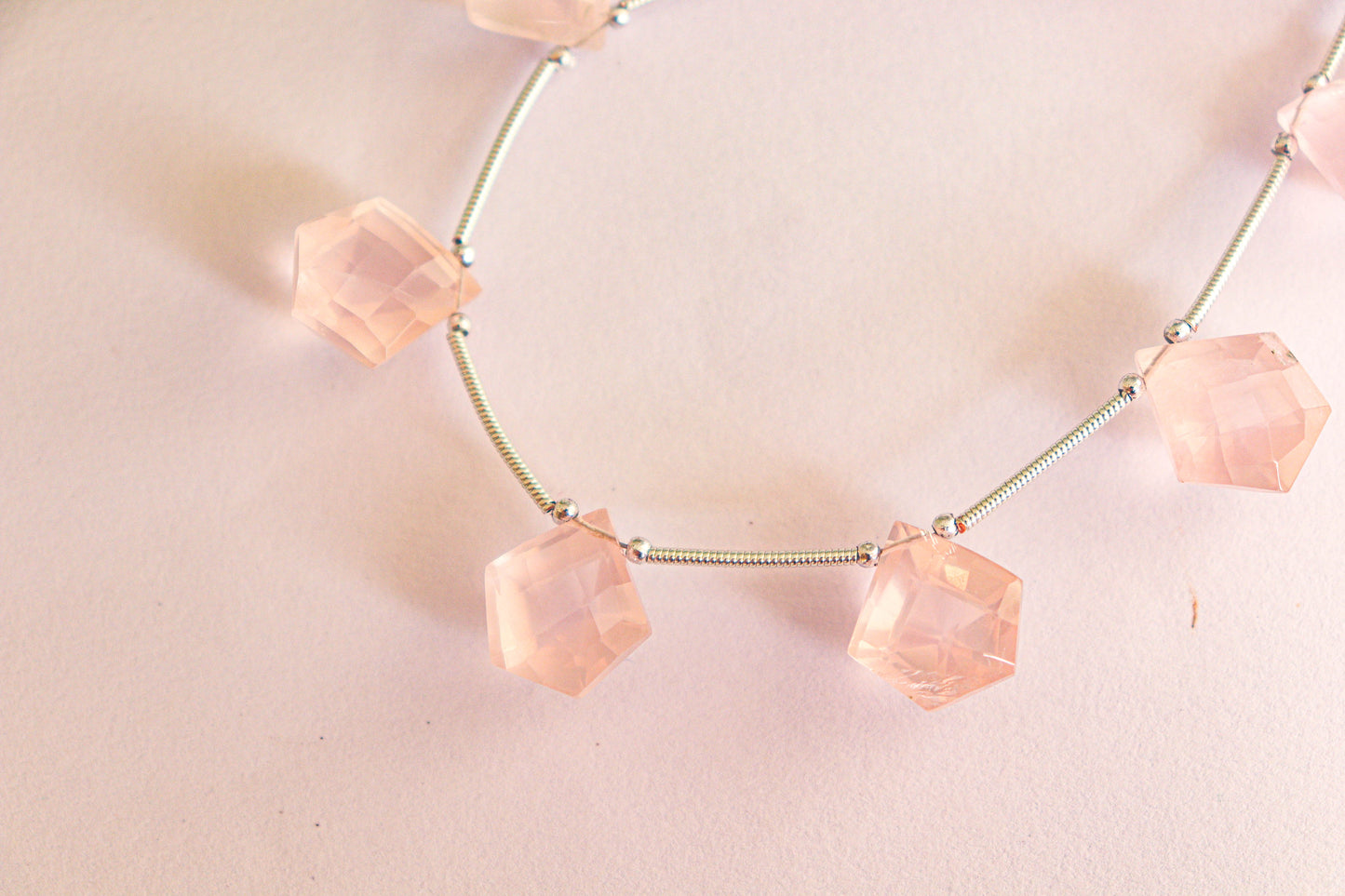 Rose Quartz Gemstone Pentagon Shape Faceted Drops Beadsforyourjewelry