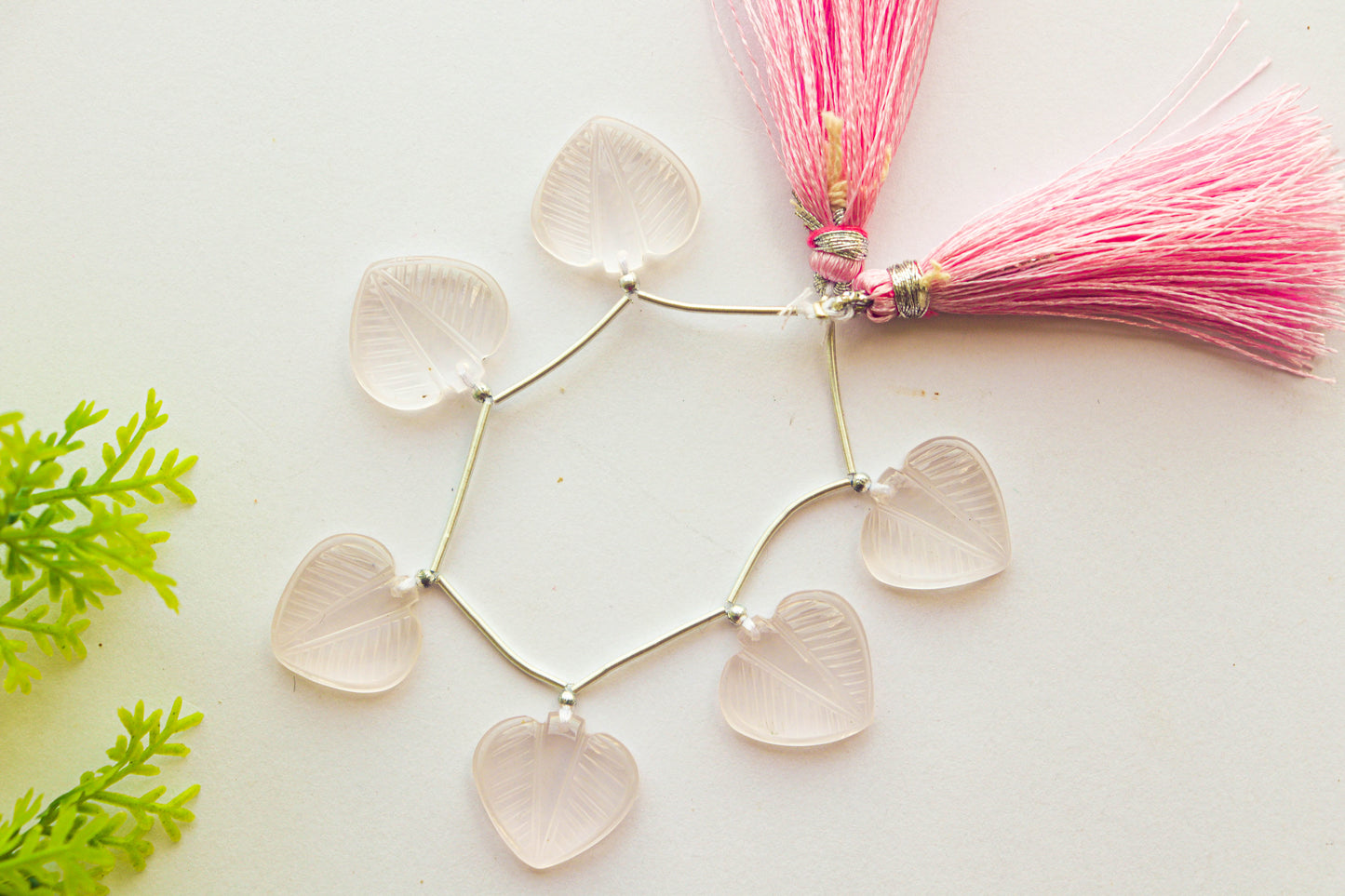Rose Quartz Leaf Carving Beads Beadsforyourjewelry