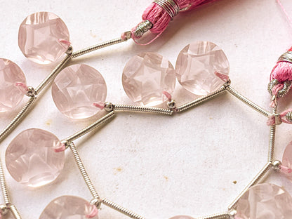 Rose Quartz Round Star Concave Cut Beads Beadsforyourjewelry