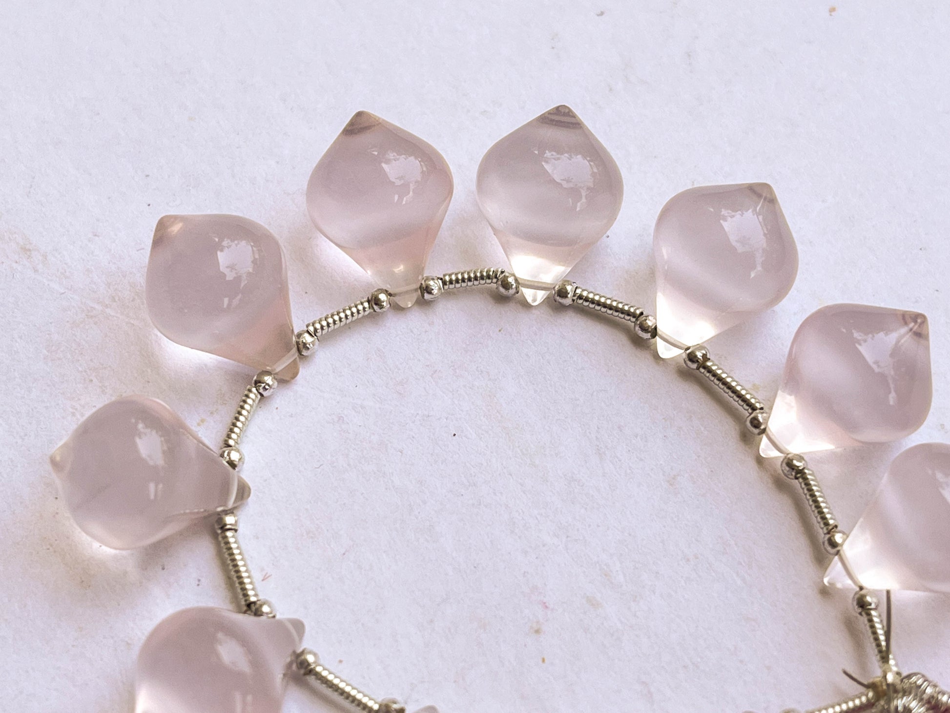 Rose Quartz Slanted Shape Drops | 11 Pieces Beadsforyourjewelry