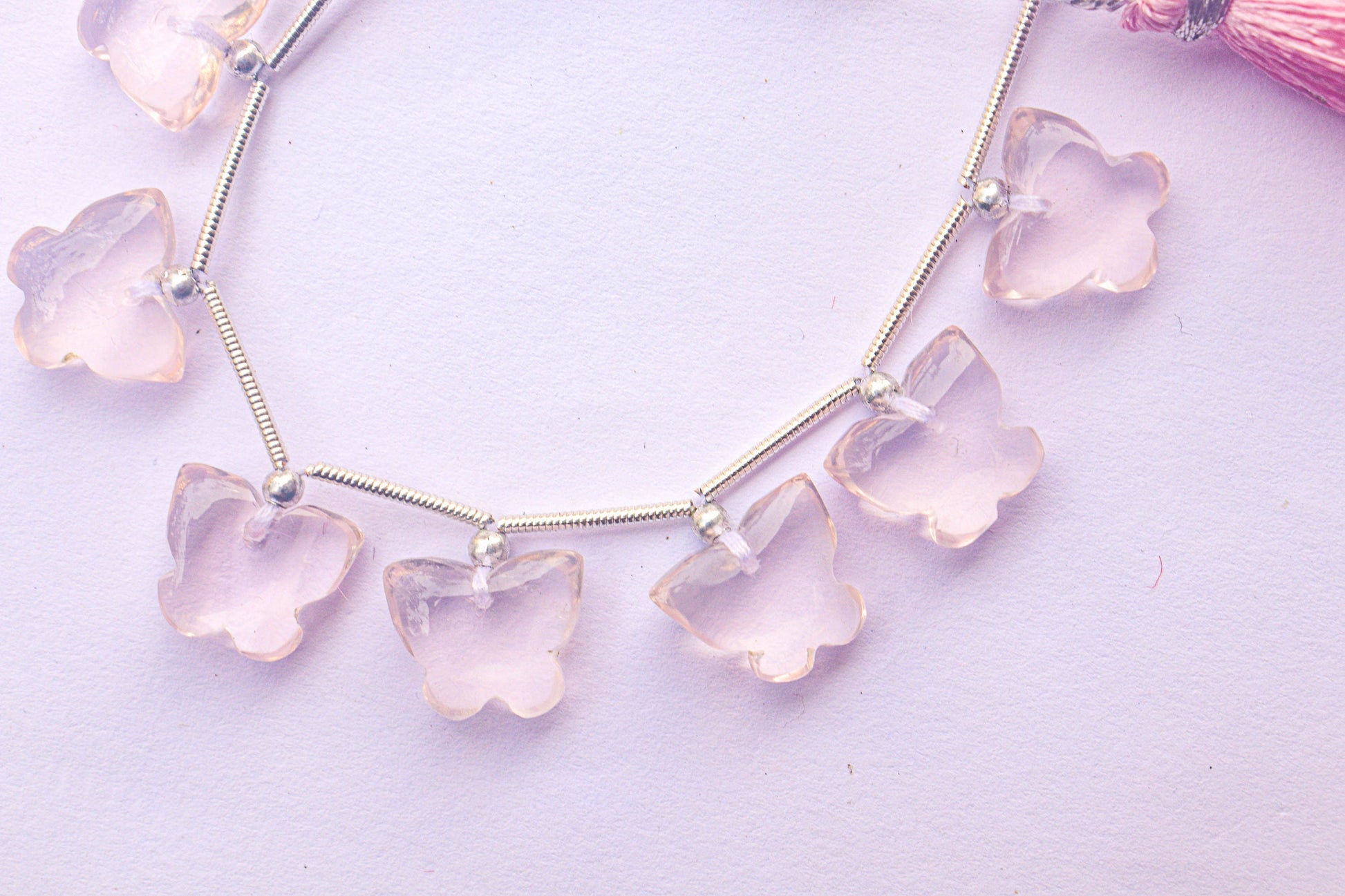 Rose Quartz Smooth Butterfly Shape Beads Beadsforyourjewelry