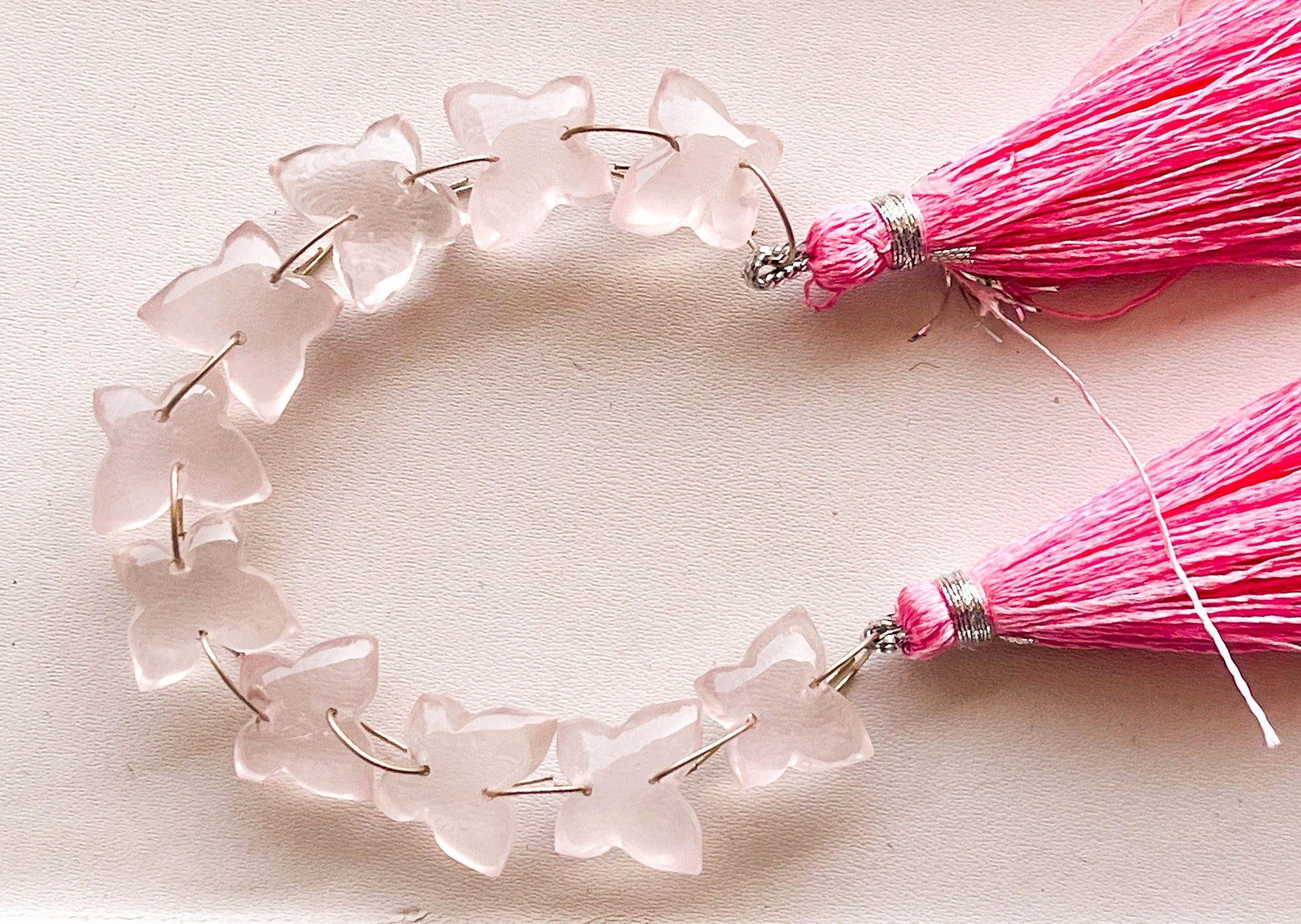 Rose Quartz Smooth Butterfly Shape Double Drill Beads, Rare Gemstone Design for Jewelry Making, 10x12mm, 10 Pieces String Beadsforyourjewelry