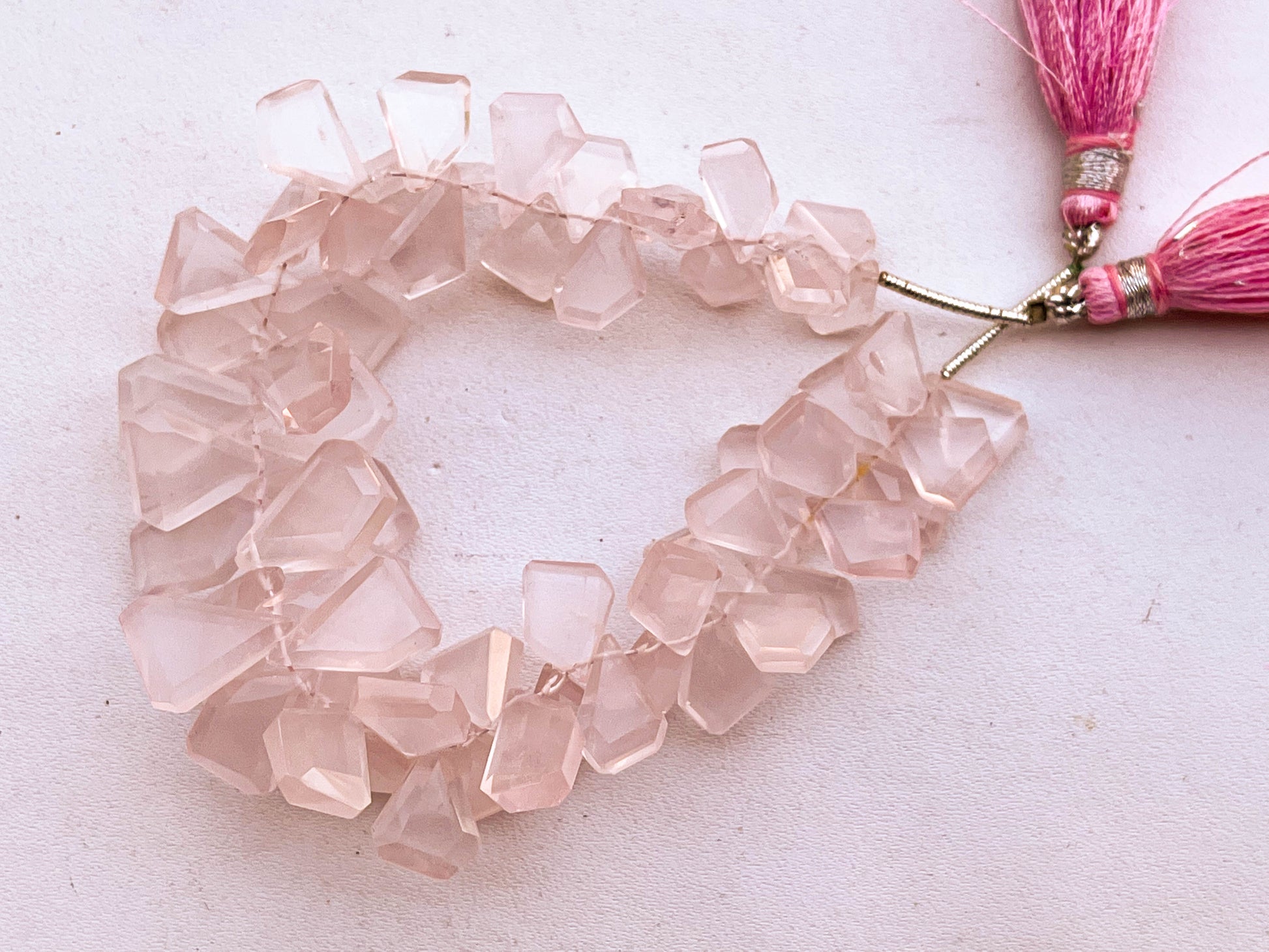 Rose Quartz gemstone Slice cut beads Beadsforyourjewelry