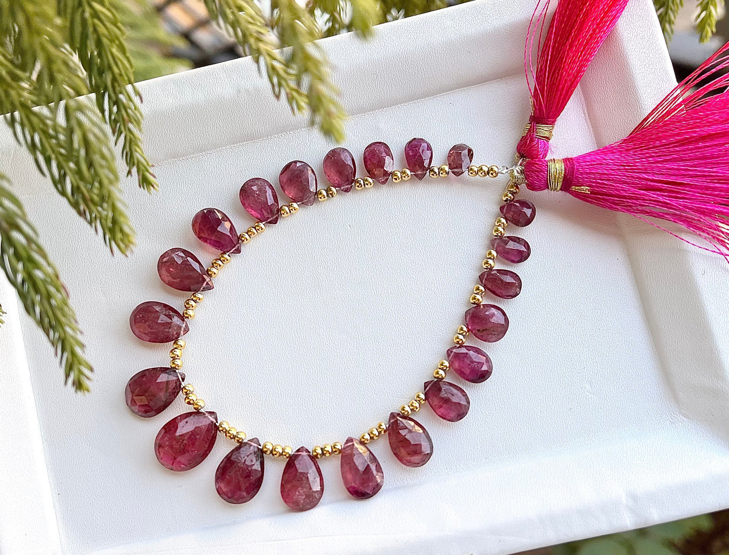 Rubellite Tourmaline Faceted Pear Briolette Beadsforyourjewelry