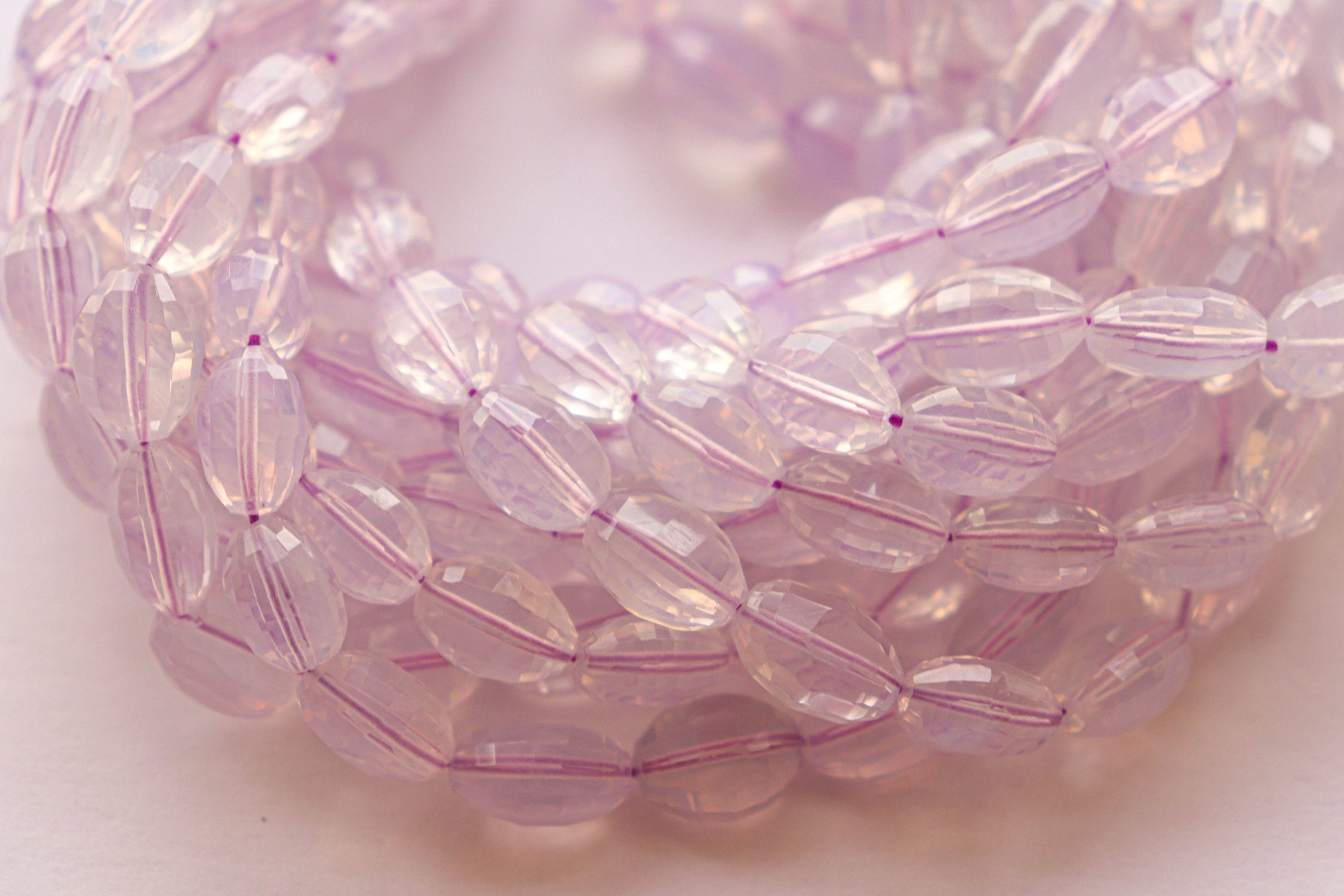 Scorolite Lavender Quartz Oval Shape Step Cut Beads | 6x9mm to 10x13mm | 40 Pieces/17 inch String | Natural Gemstone | Beadsforyourjewellery Beadsforyourjewelry