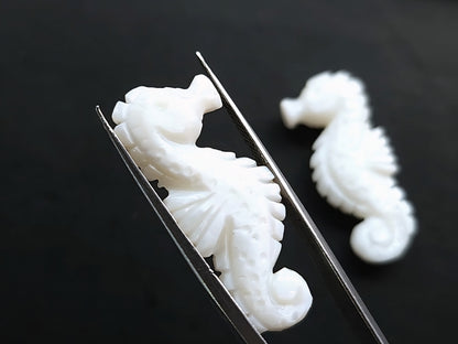 Natural Mother Of Pearl Carved Sea Horse Gemstone | Fish Carvings