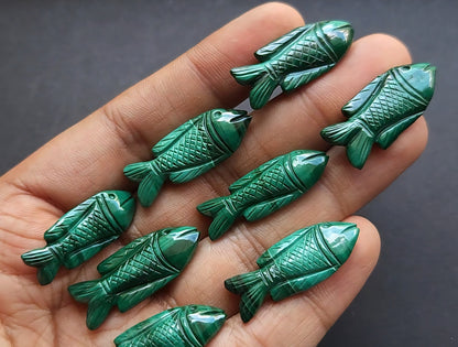 Natural Malachite Hand-Carved Fish