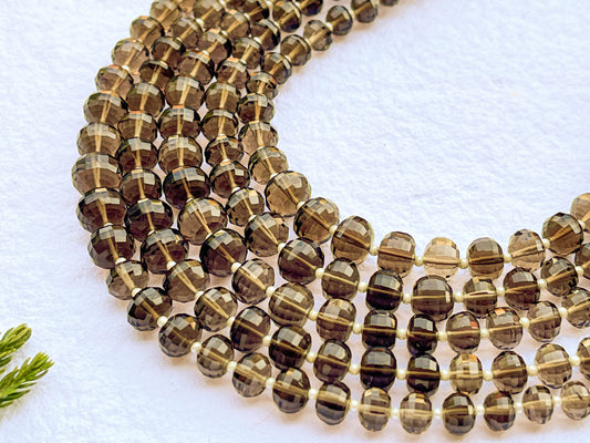 Smoky Quartz Barrel Shape Hammered Beads Beadsforyourjewelry