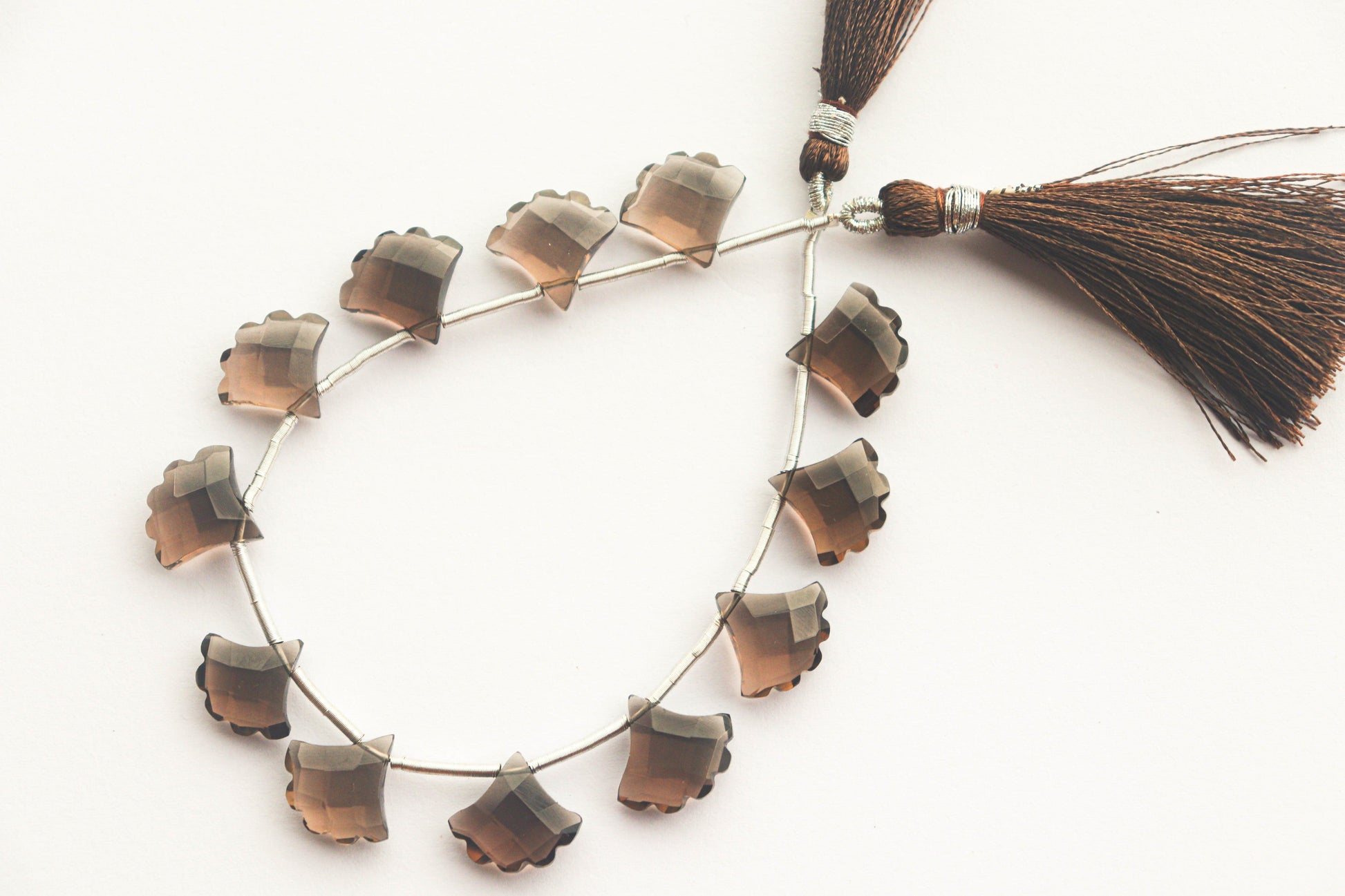 Smoky Quartz Briolette Faceted Fan Shape Beadsforyourjewelry