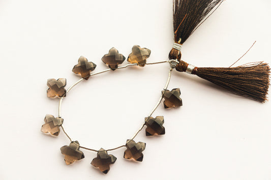 Smoky Quartz Briolette Faceted Flower Shape Beadsforyourjewelry