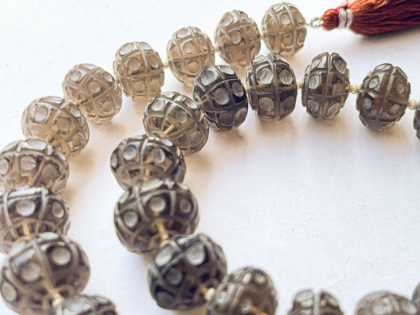 Smoky Quartz Cameo Frost Rondelle Shape Beads Beadsforyourjewelry