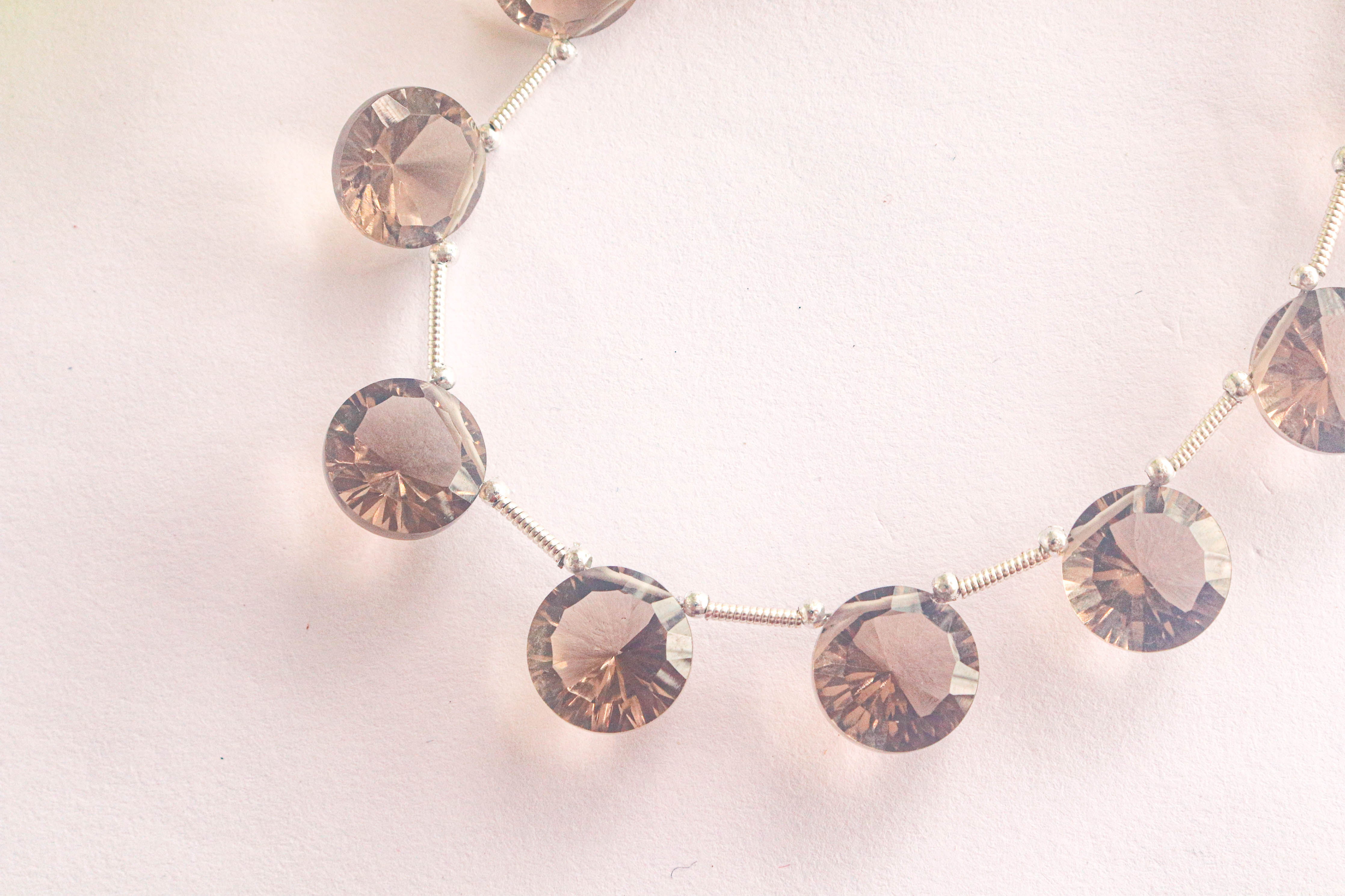 Smoky Quartz Concave cut Round Shape Beads Beadsforyourjewelry