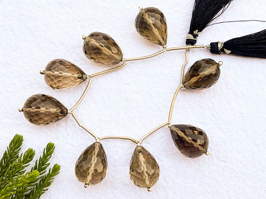 Smoky Quartz Faceted Drops Beadsforyourjewelry