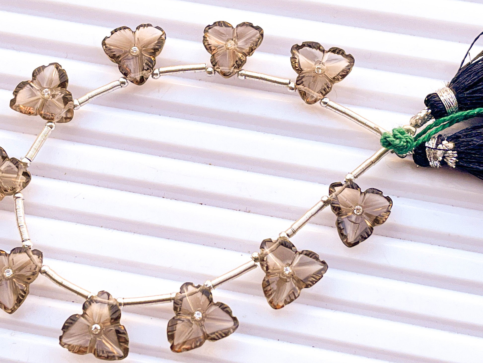 Smoky Quartz Flower Carved Beads | 11x11mm | 10 Pieces Beadsforyourjewelry