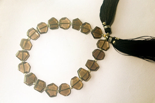 Smoky Quartz Gemstone Fancy Shape Beads | 11x12mm | 19 Pieces | 8 Inch String | Natural Gemstone Beads | Beadsforyourjewellery Beadsforyourjewelry