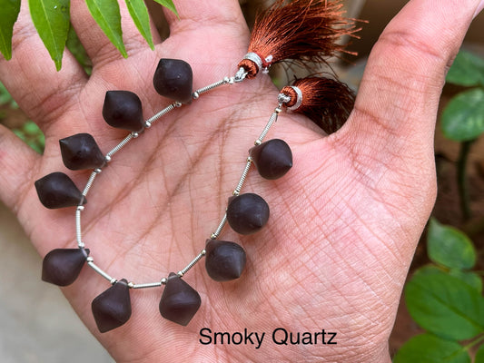 Smoky Quartz Slanted Drops Frosted Beadsforyourjewelry
