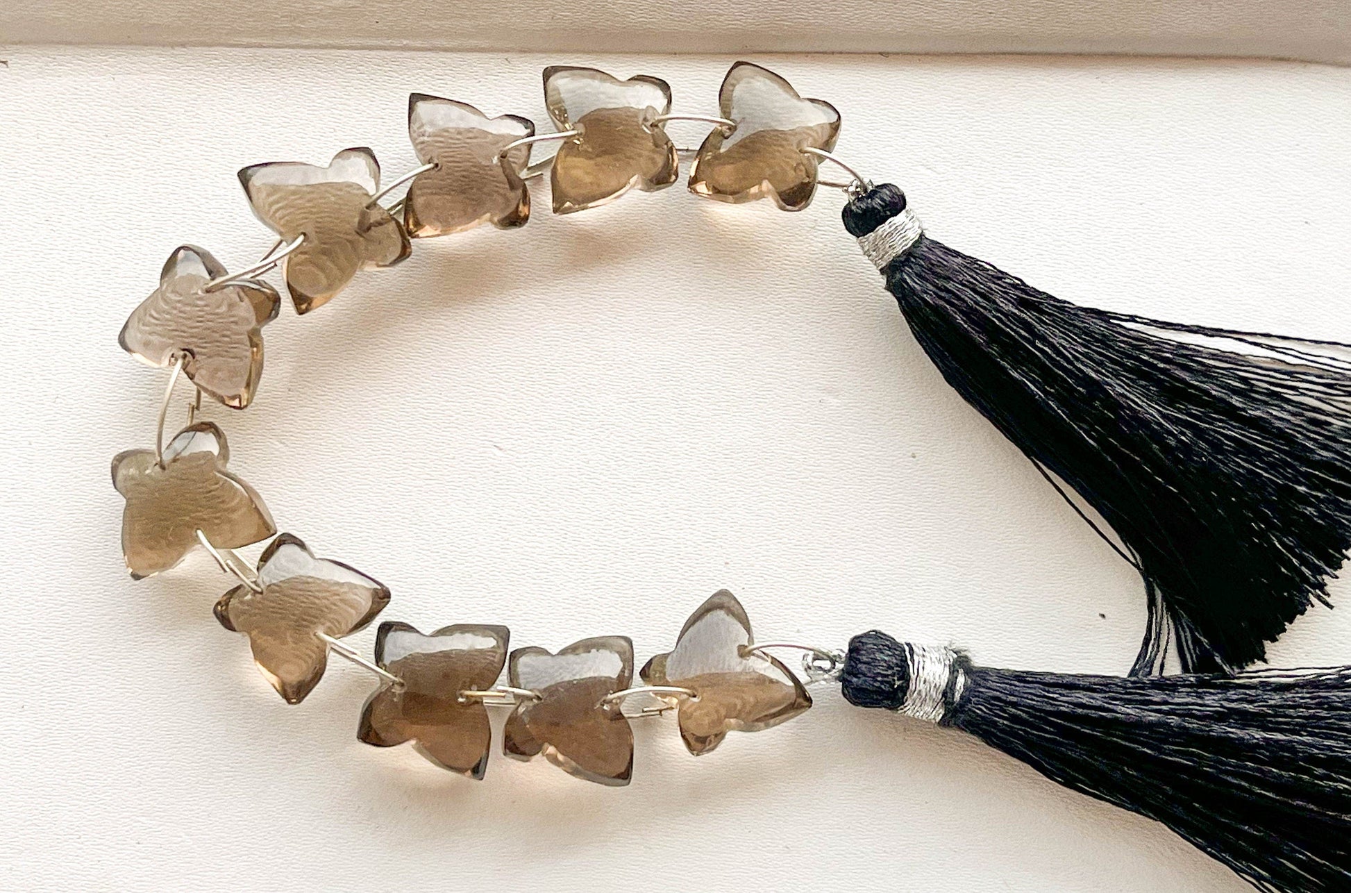Smoky Quartz Smooth Butterfly Shape Double Drill Beads, Rare Gemstone Design for Jewelry Making, 10x12mm, 10 Pieces String Beadsforyourjewelry