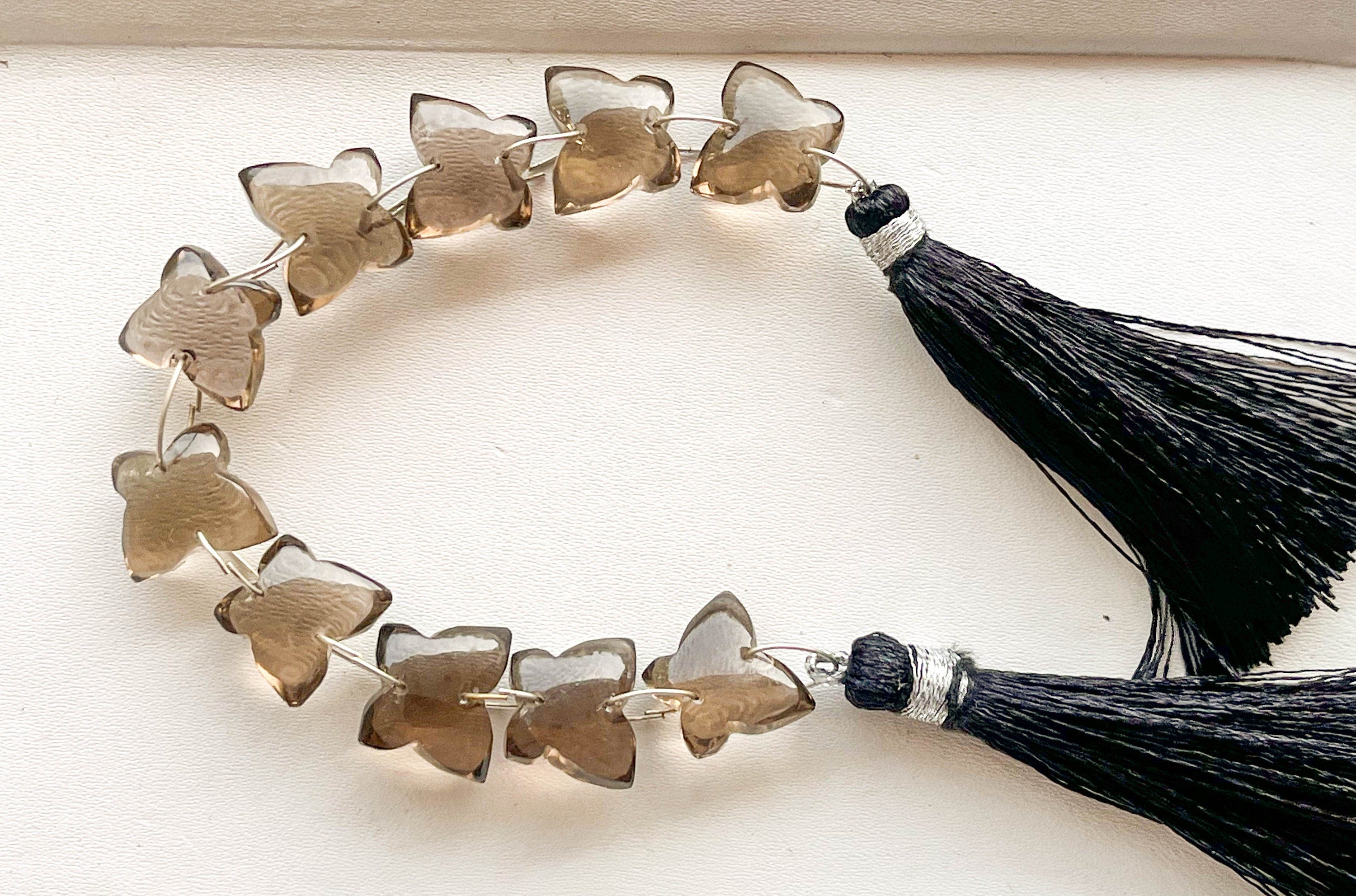 Smoky Quartz Smooth Butterfly Shape Double Drill Beads, Rare Gemstone Design for Jewelry Making, 10x12mm, 10 Pieces String Beadsforyourjewelry