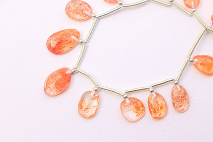 Sunstone Faceted Uneven Shape Rose cut Briolette Beads | 12 Pieces | Natural Sunstone Gemstone Beads | Beadsforyourjewelry BFYJ1197-4 Beadsforyourjewelry
