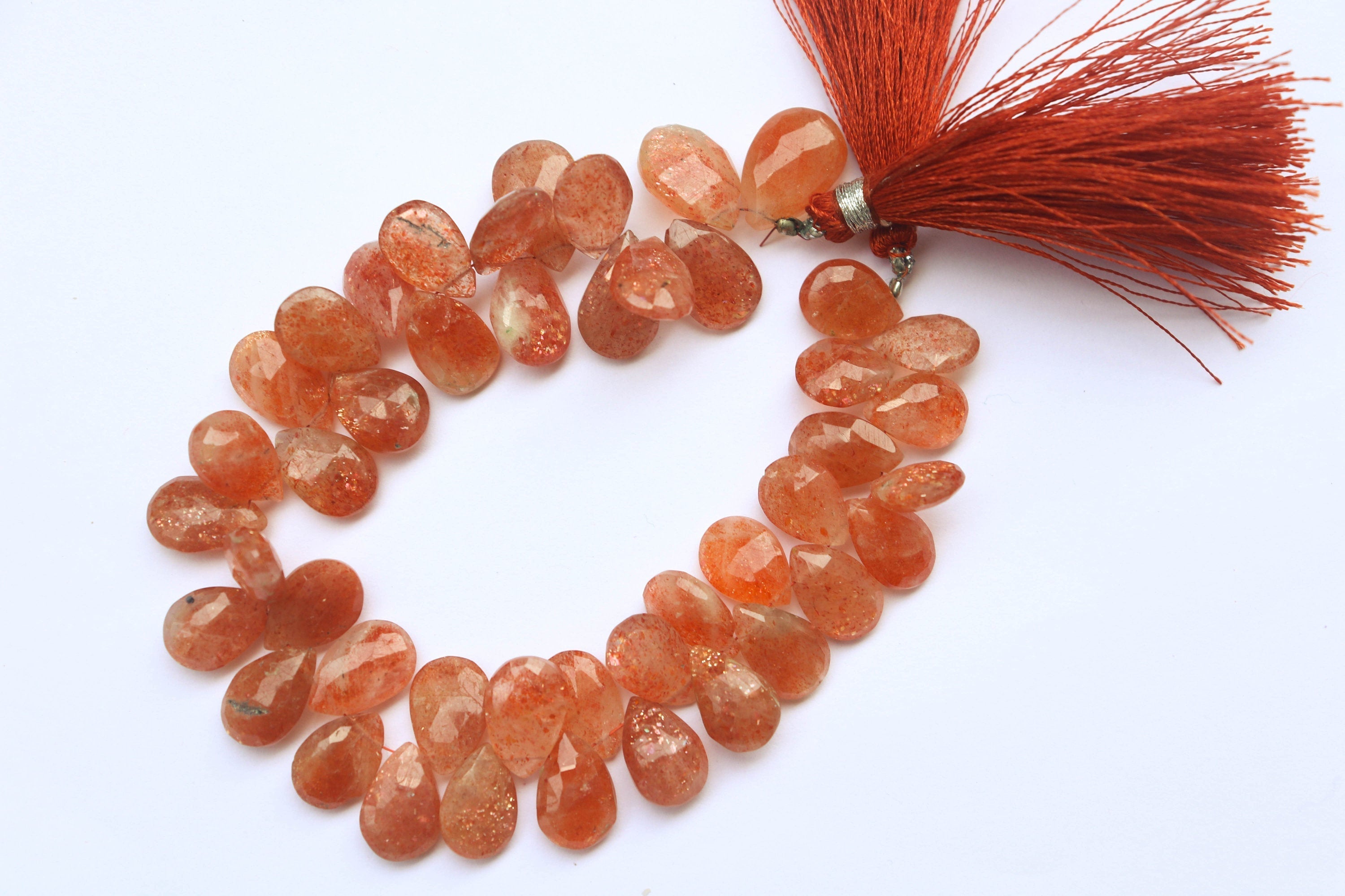 Sunstone Pear Briolette Faceted | 9x13mm | 8 inch strand | 45 Pieces | Side Drill | Natural Gemstone Beads | For Jewelry making Beadsforyourjewelry