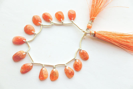 Sunstone Uneven Shape Rose Cut Briolette Beads | 8x12mm-10x15mm | 13 Pieces | 6 inch | Natural Sunstone Gemstone | Beadsforyourjewellery Beadsforyourjewelry