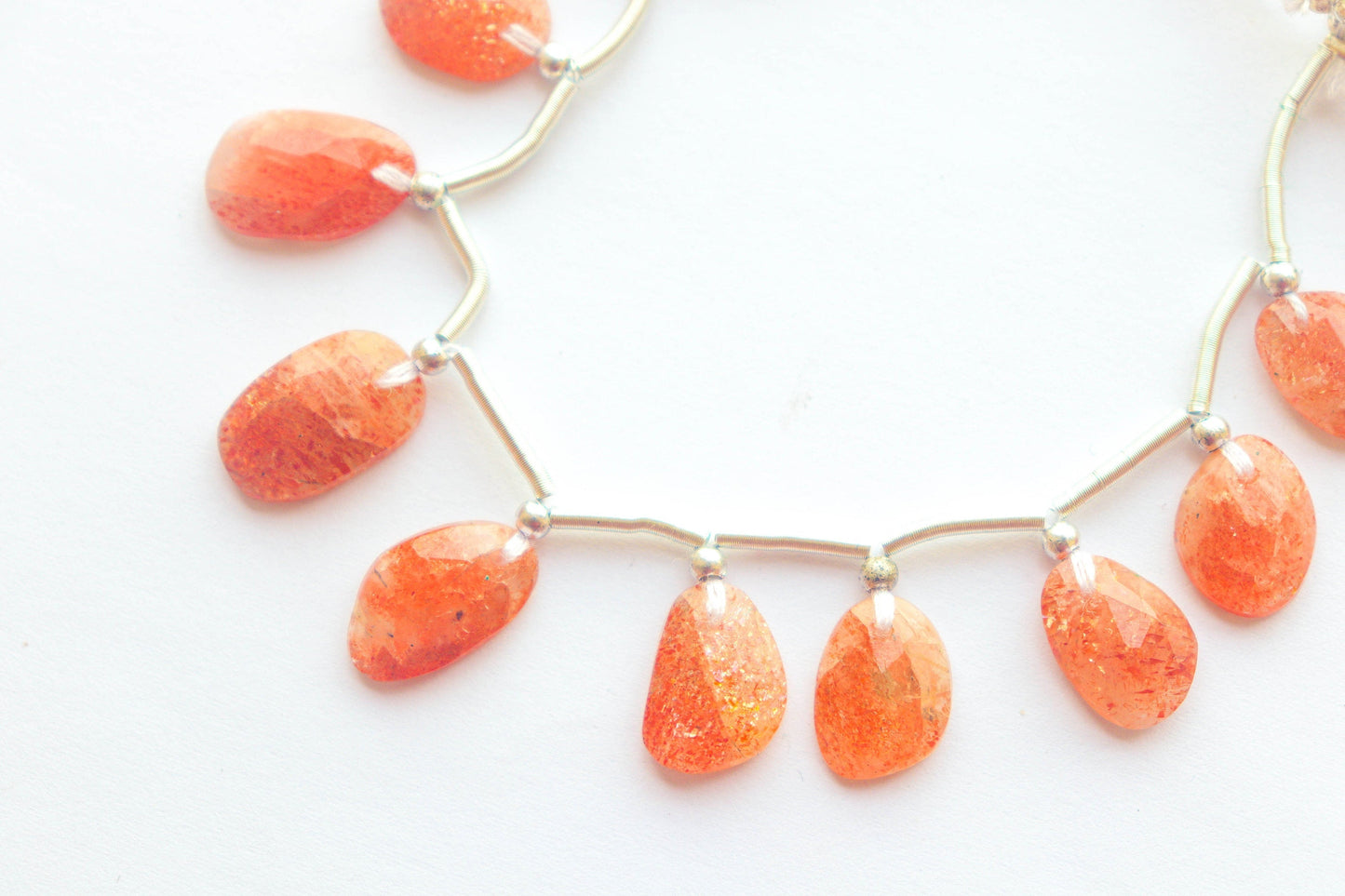 Sunstone Uneven Shape Rose Cut Briolette Beads | 8x12mm-10x15mm | 13 Pieces | 6 inch | Natural Sunstone Gemstone | Beadsforyourjewellery Beadsforyourjewelry