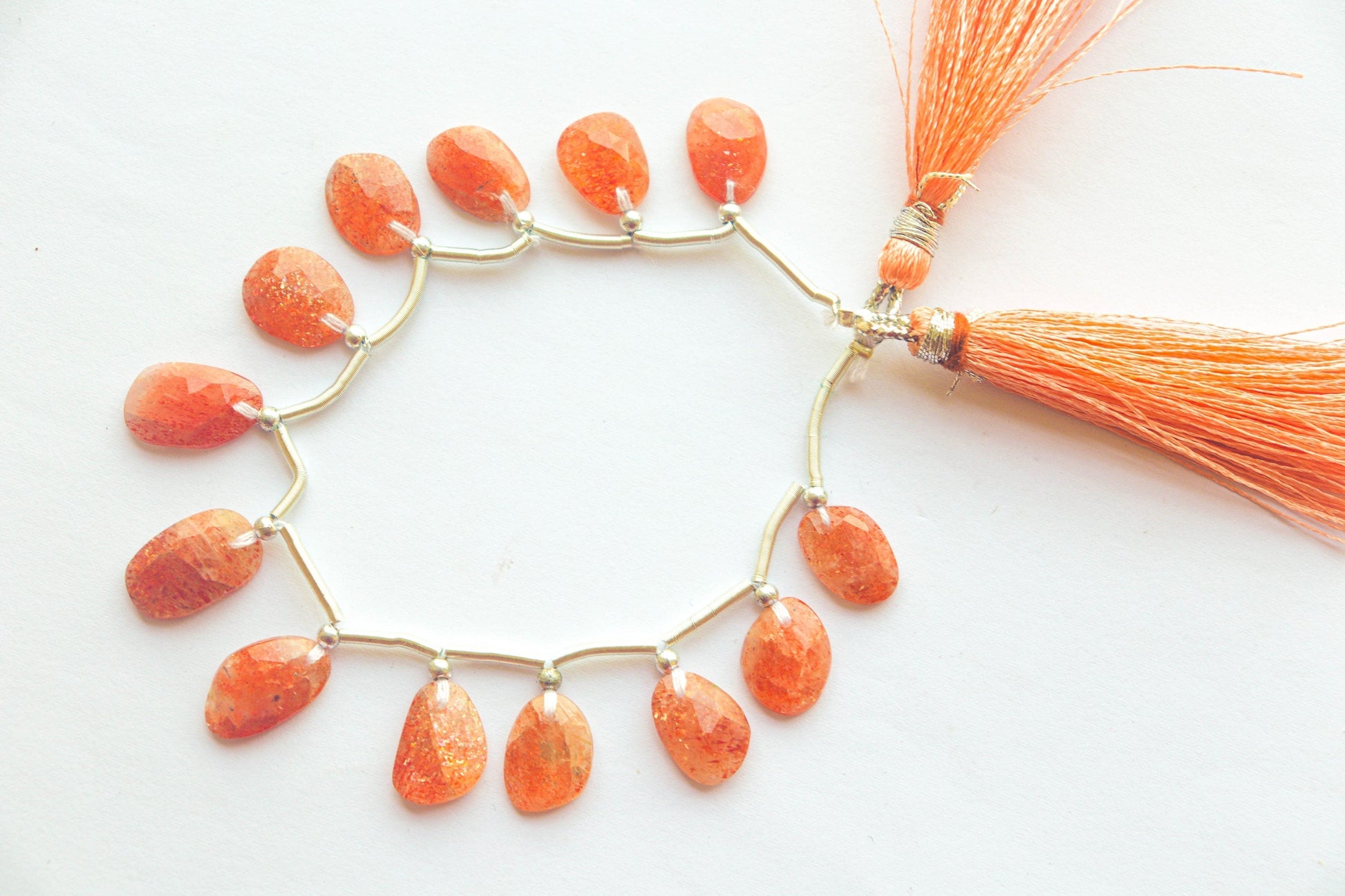 Sunstone Uneven Shape Rose Cut Briolette Beads | 8x12mm-10x15mm | 13 Pieces | 6 inch | Natural Sunstone Gemstone | Beadsforyourjewellery Beadsforyourjewelry