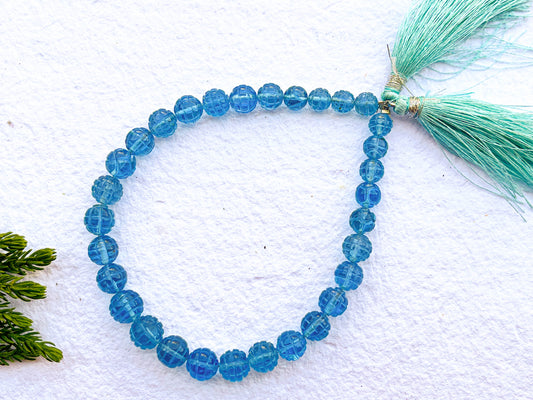 Swiss Blue Topaz Carved Balls Beadsforyourjewelry