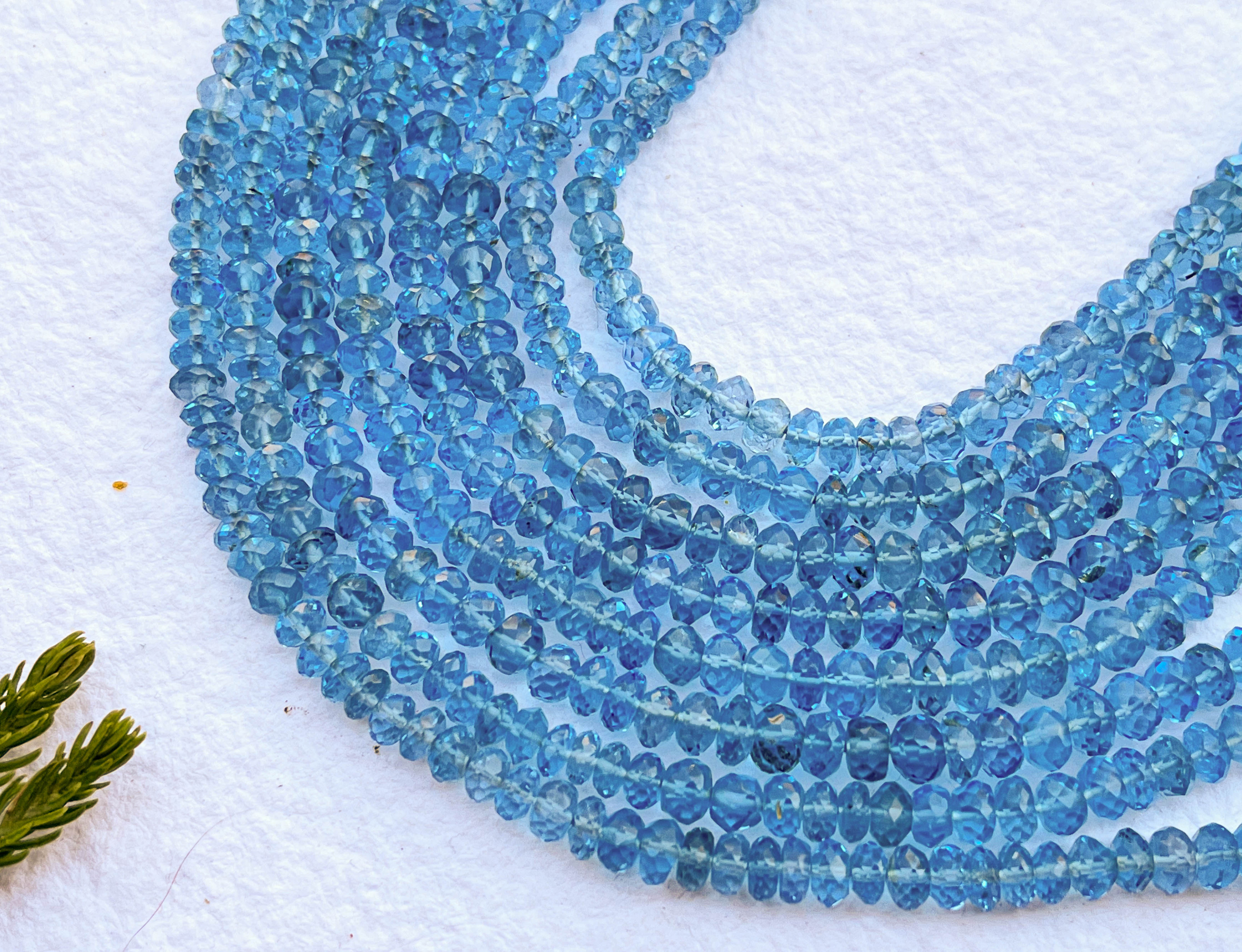 Swiss Blue Topaz Rondelle Shape Faceted Beads Beadsforyourjewelry